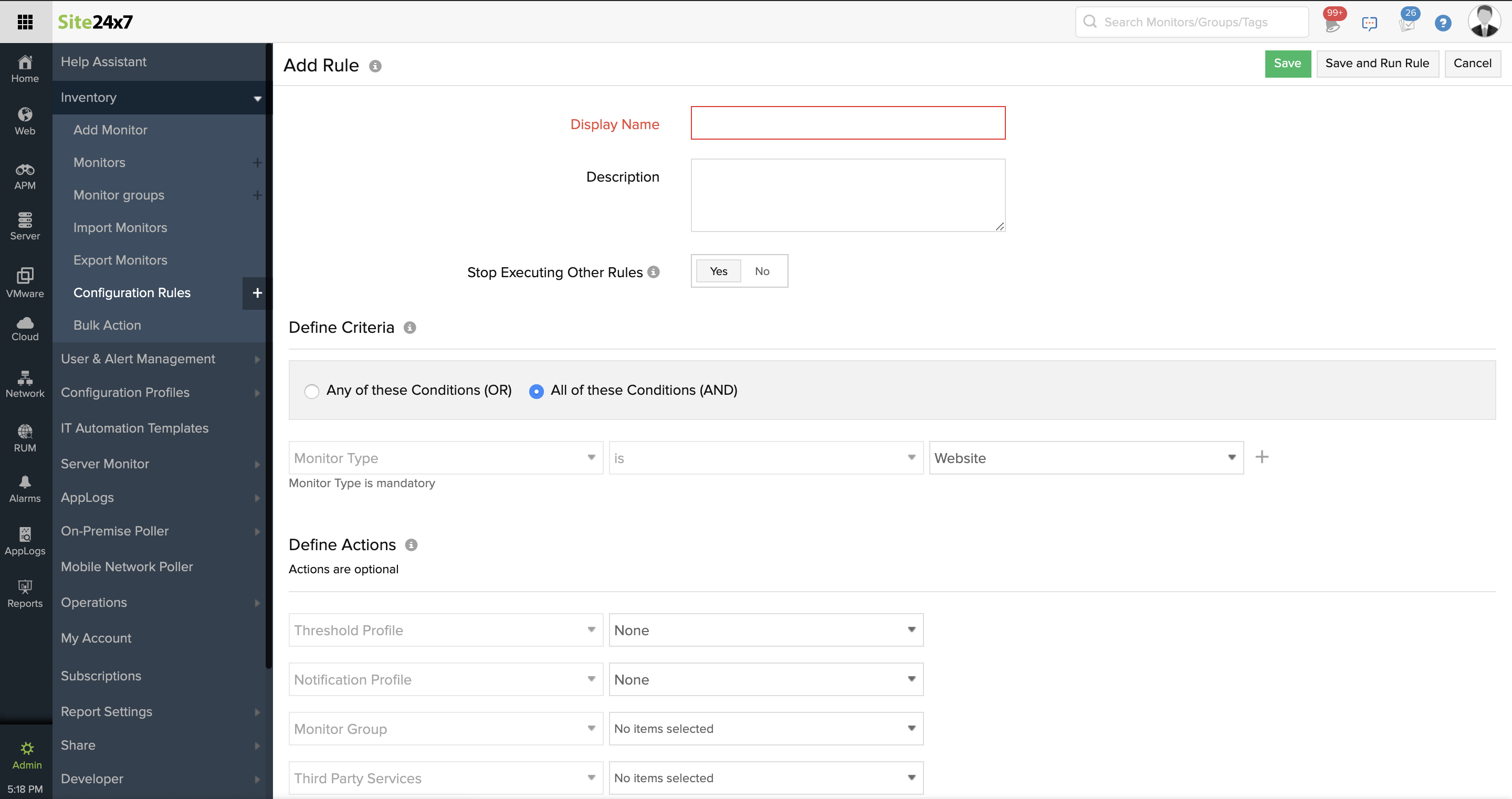 iis-apm-rule Set configuration rules