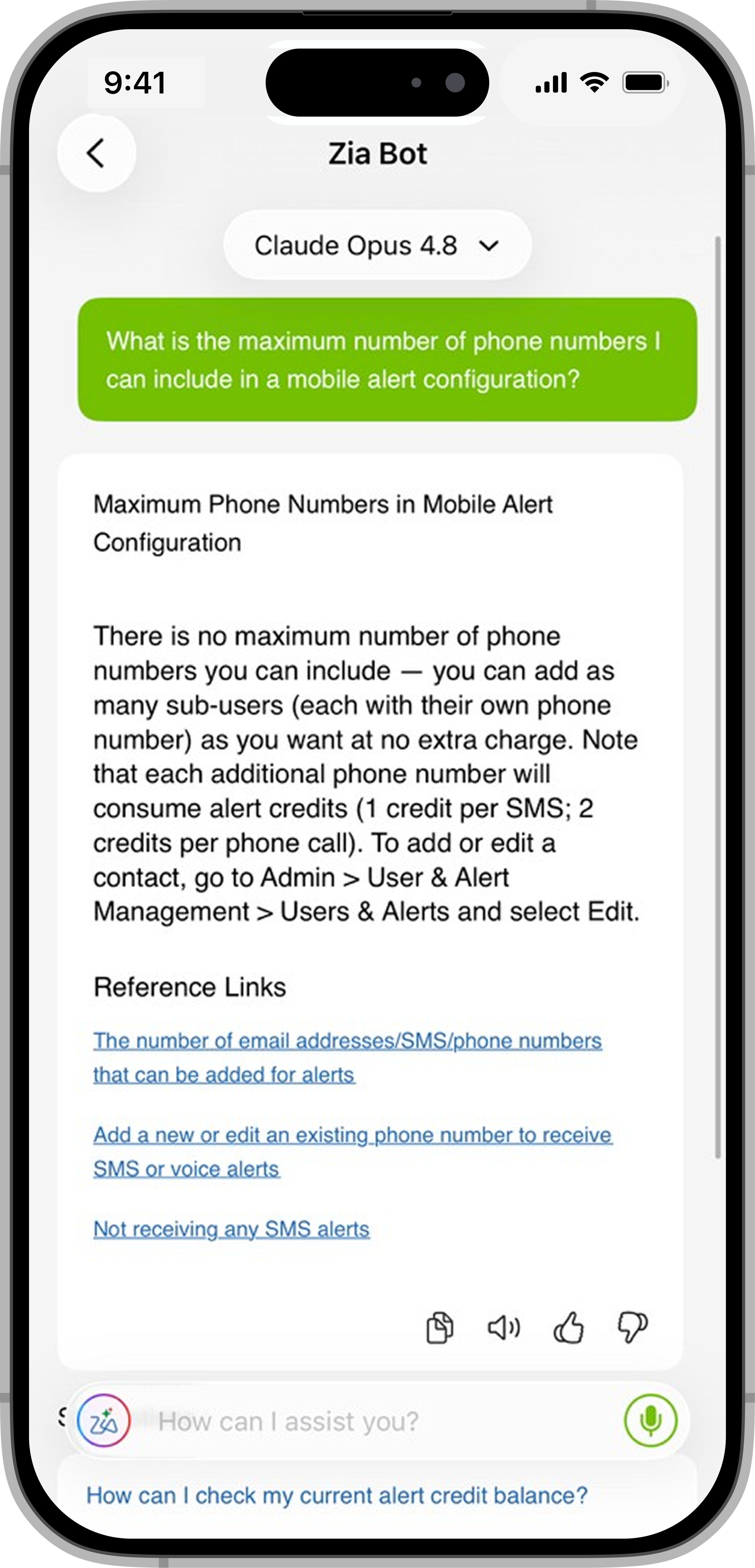 iOS Zia query screen iOS Zia query screen