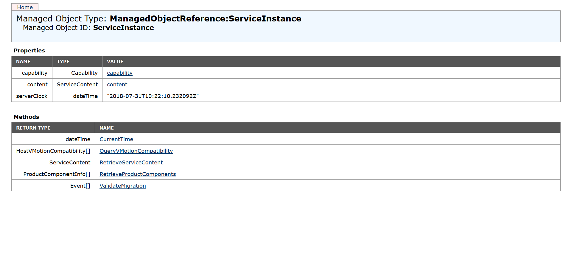 mob VMware resources accessible via the MOB