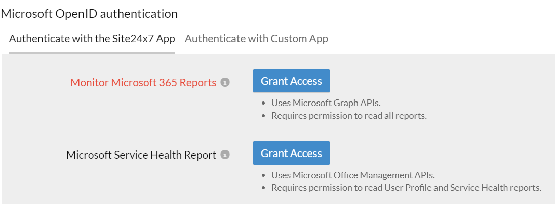 Microsoft 365 authentication with OpManager Nexus App