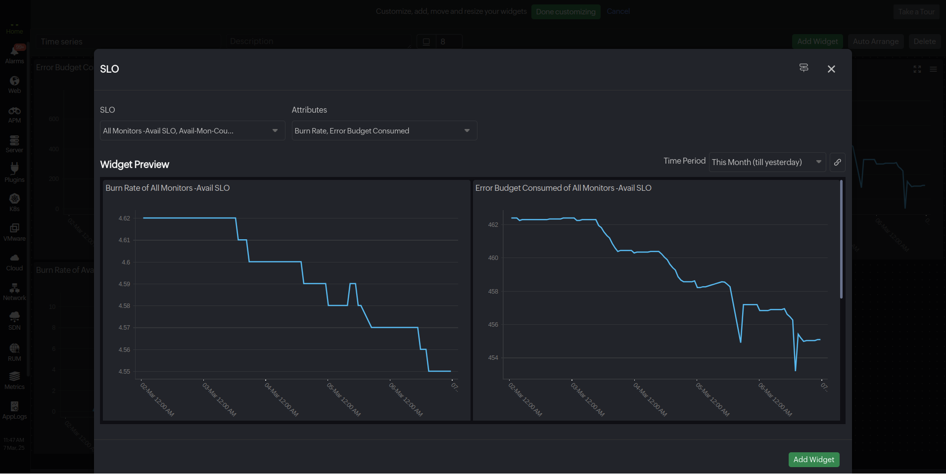 SLO Dashboard Time Series SLO Dashboard Time Series