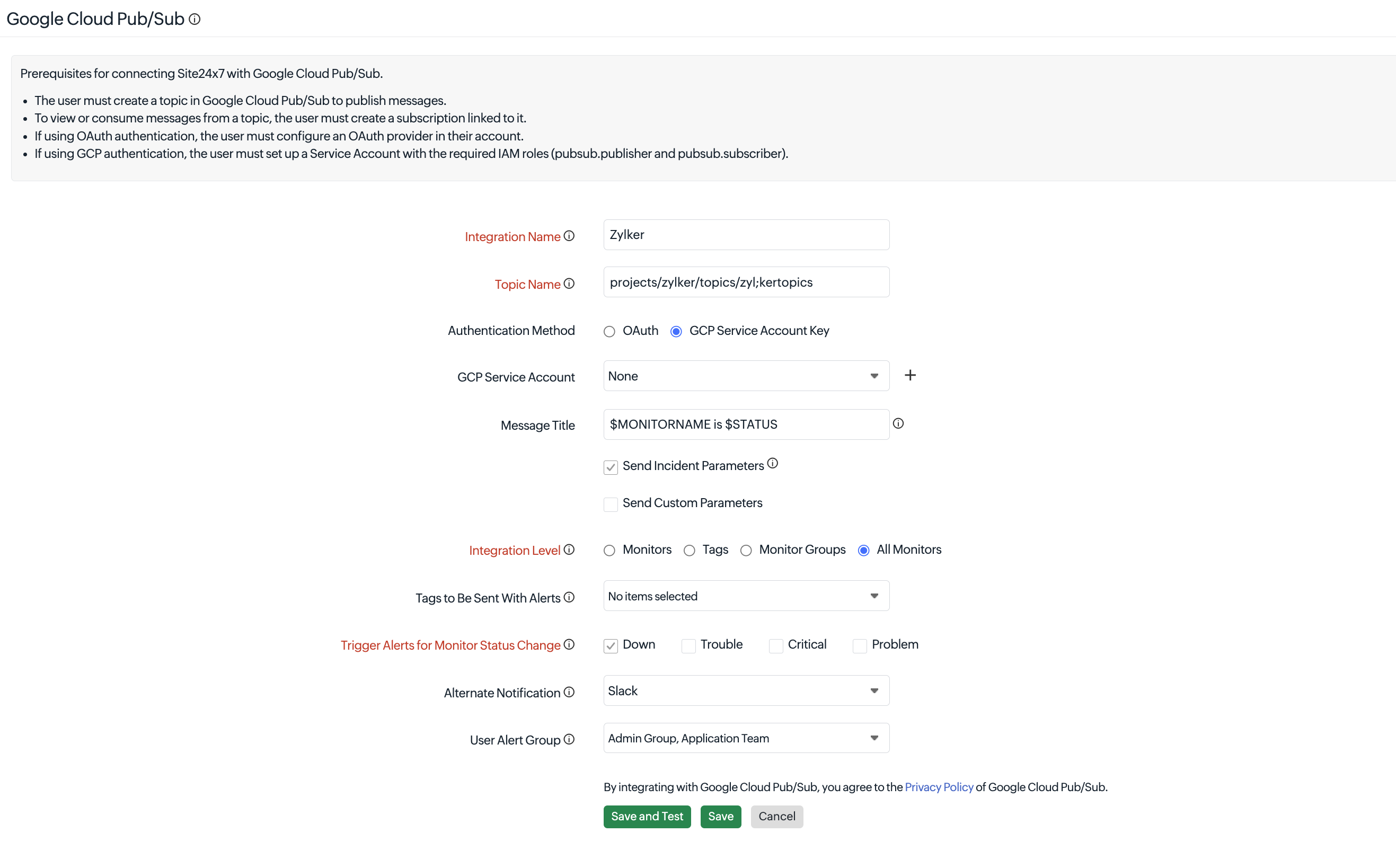 Google Cloud Pub/Sub integration page Google Cloud Pub/Sub integration page
