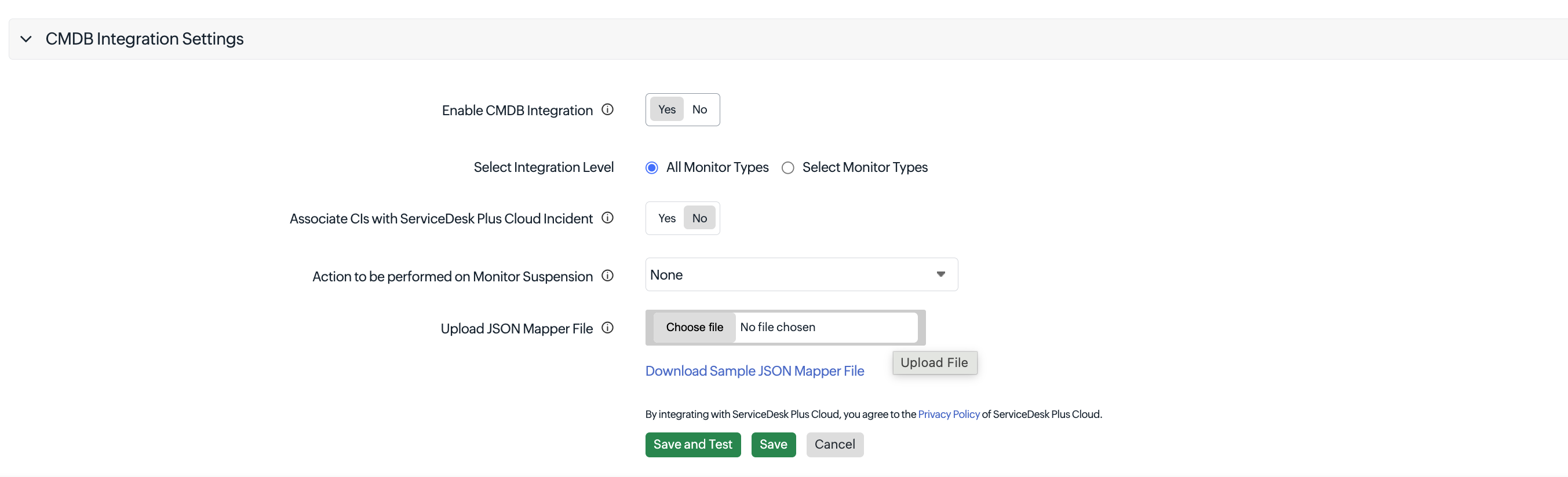 SDP CMDB settings SDP CMDB settings