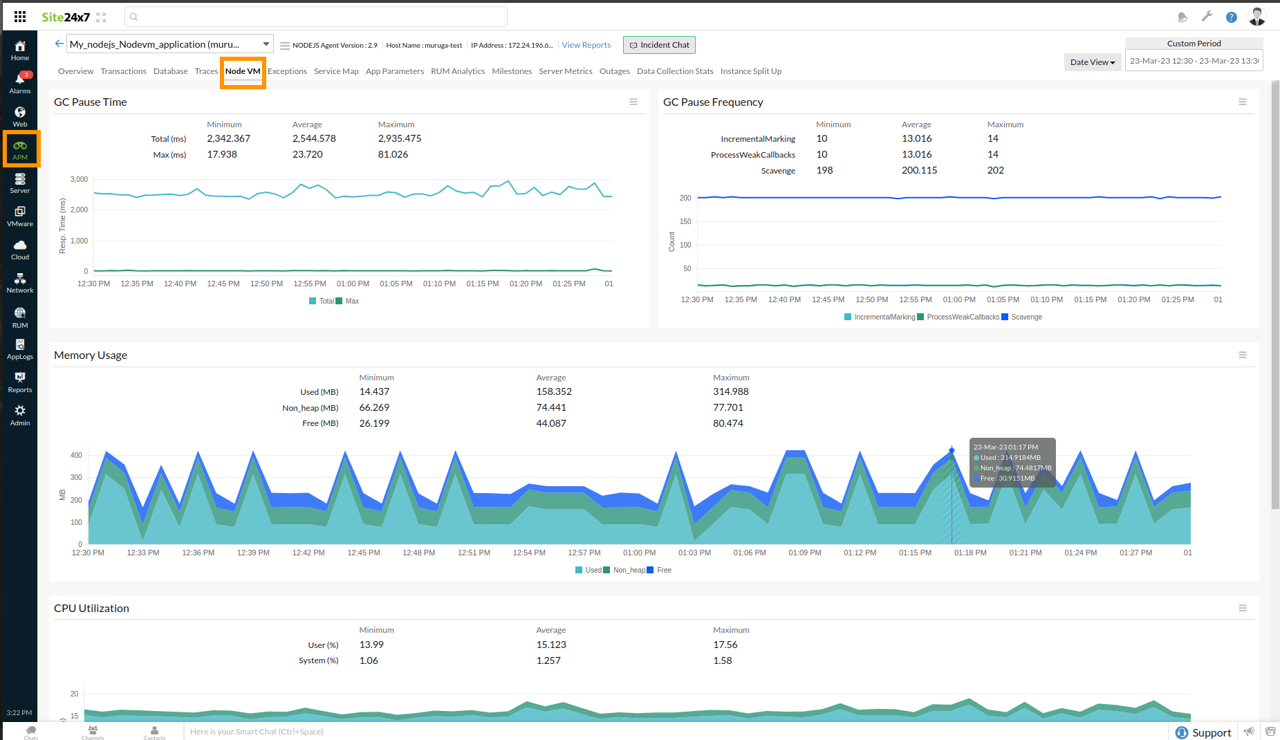 view-nvm-metrics View NodeVM metrics