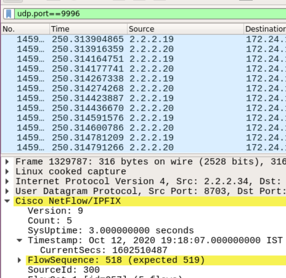 wireshark-netflow Verify flow data