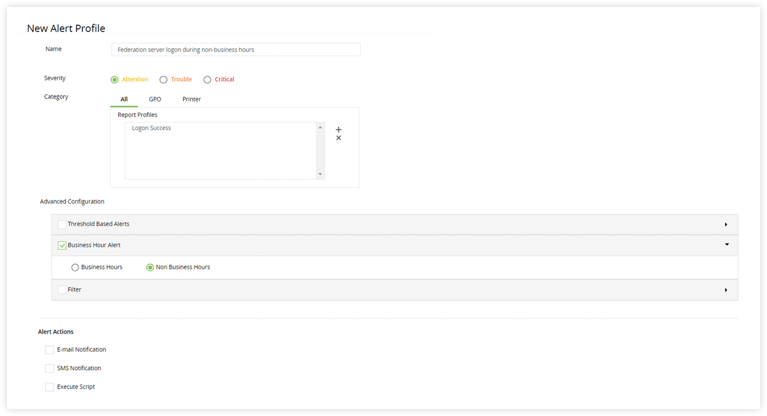 Report di controllo AD FS