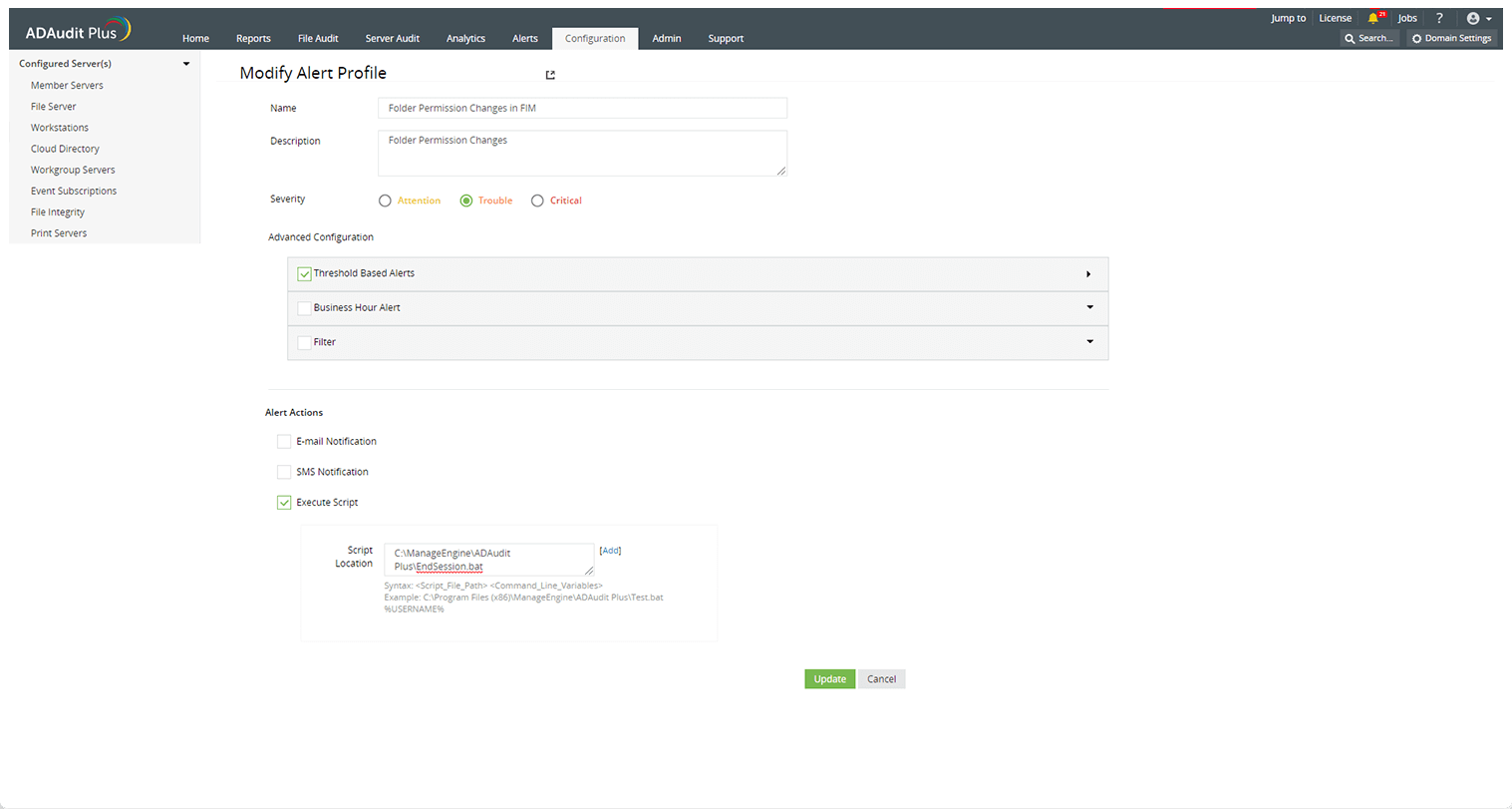 Utilizzo dei privilegi di controllo