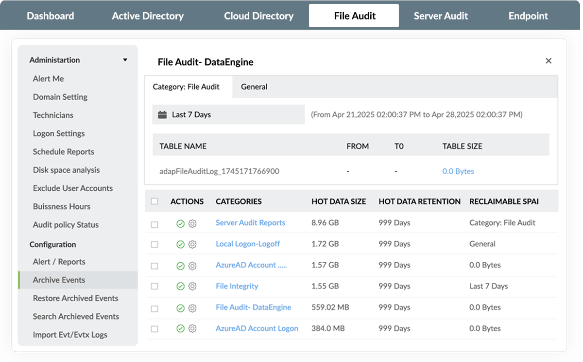 Conservazione unificata dei log NAS
