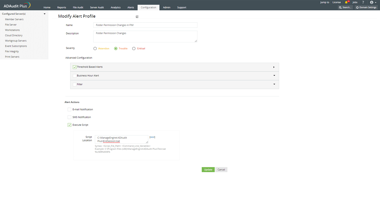 Avvisi istantanei via e-mail/SMS