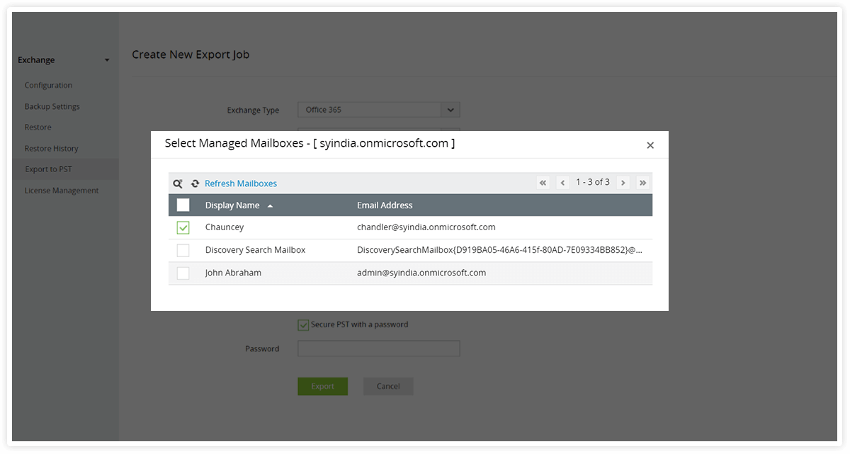 seleziona elenco cassetta postale