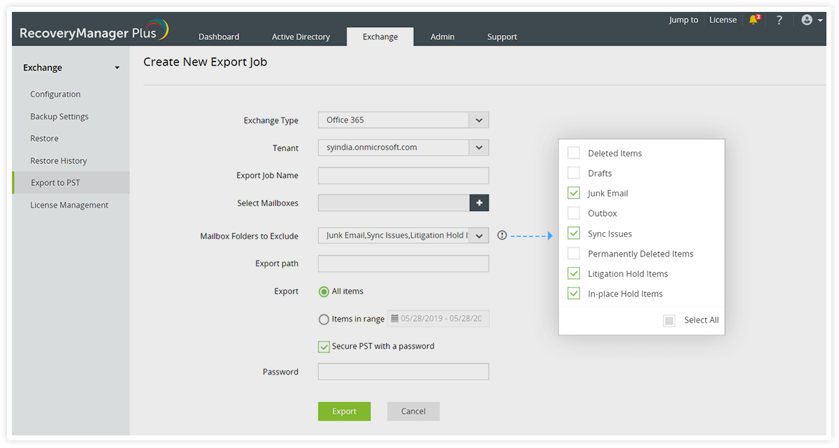configura backup cassetta postale