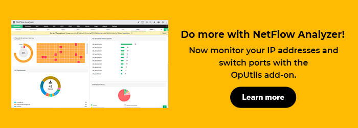 Do more with NetFlow Analyzer. Now monitor your IP addresses and switch ports with the OpUtils add-on.