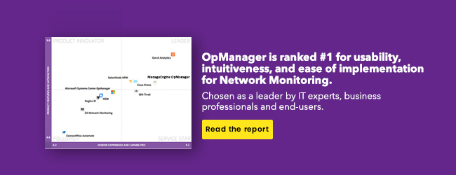 OpManager is ranked #1 for usability, intuitiveness, and ease of implementation for Network Monitoring.