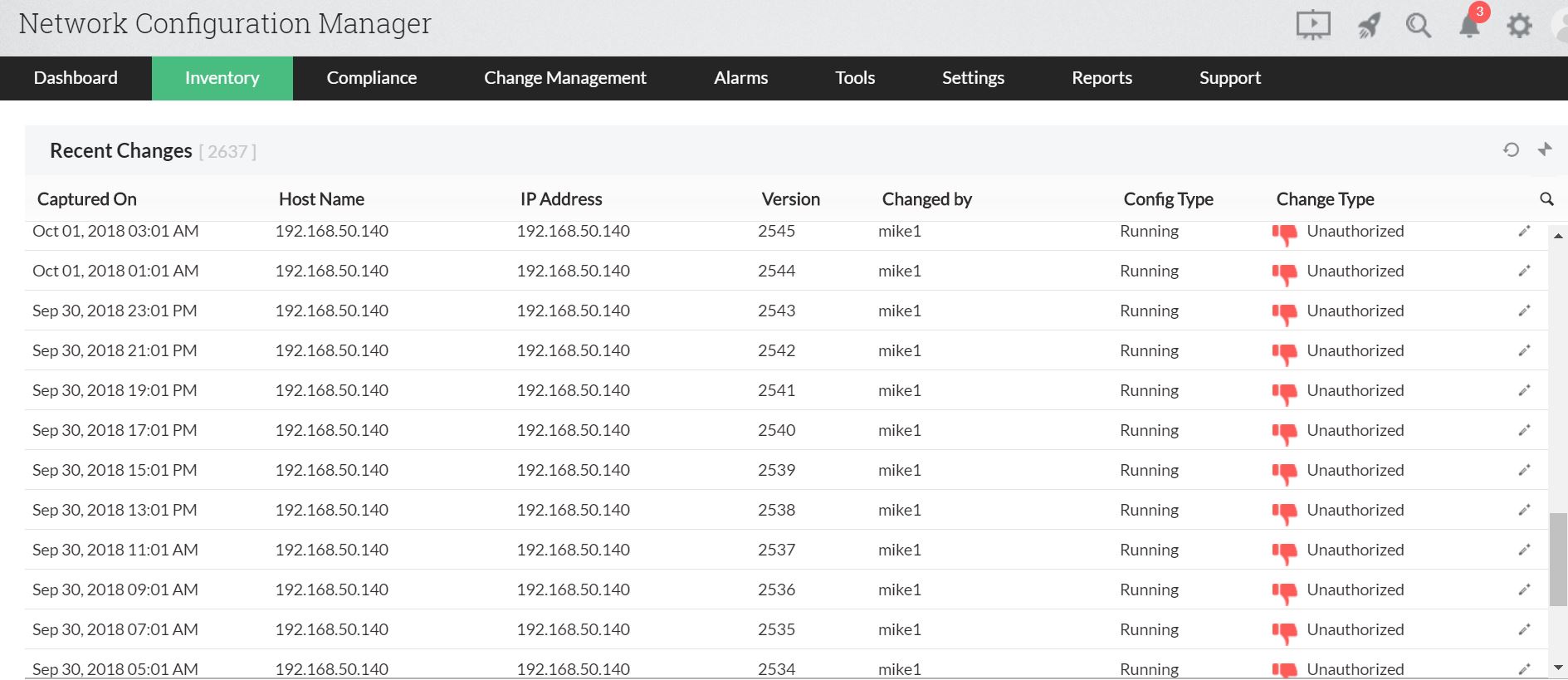 NCM Real Time Change Detection