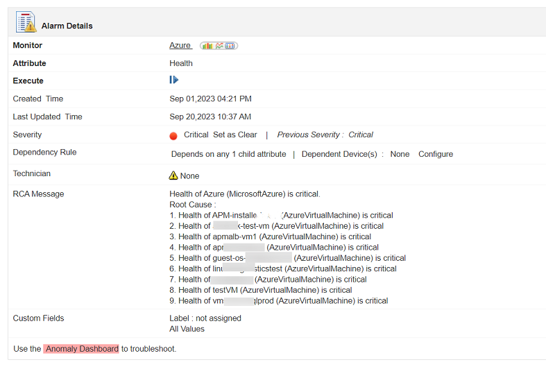 Monitoreo de alertas de Azure Functions con Applications Manager