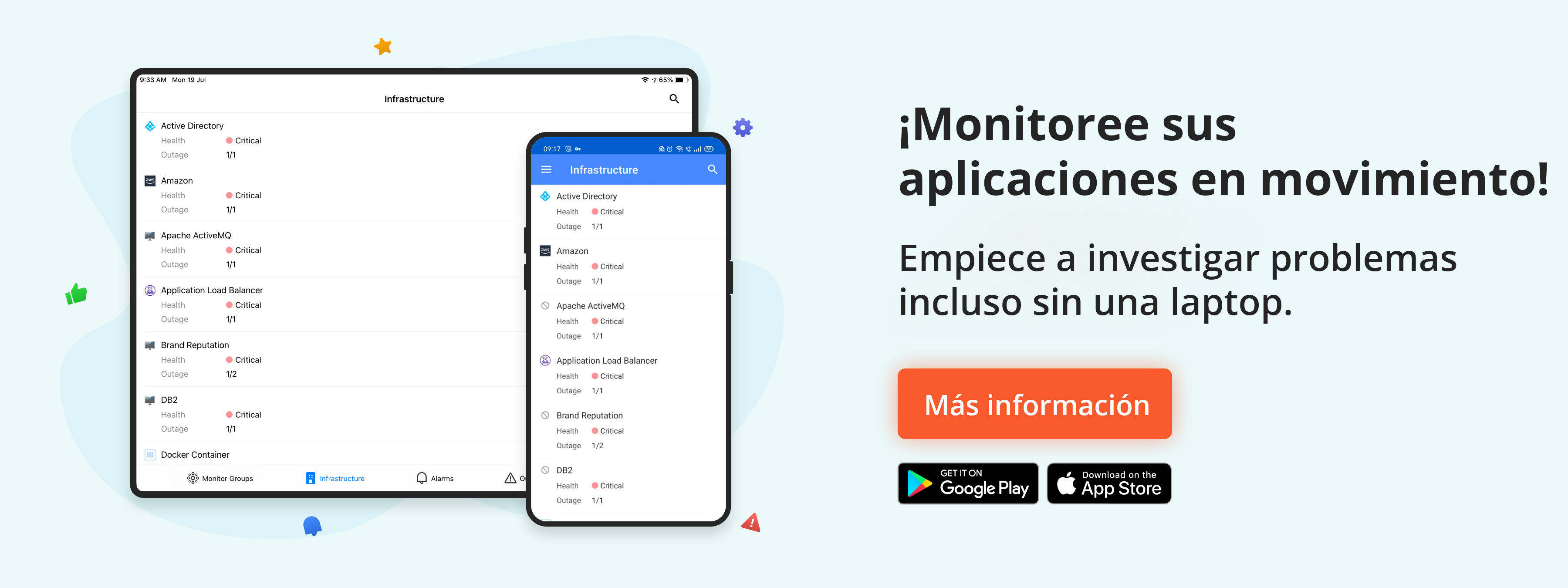 App móvil del monitoreo de aplicaciones - Applications Manager