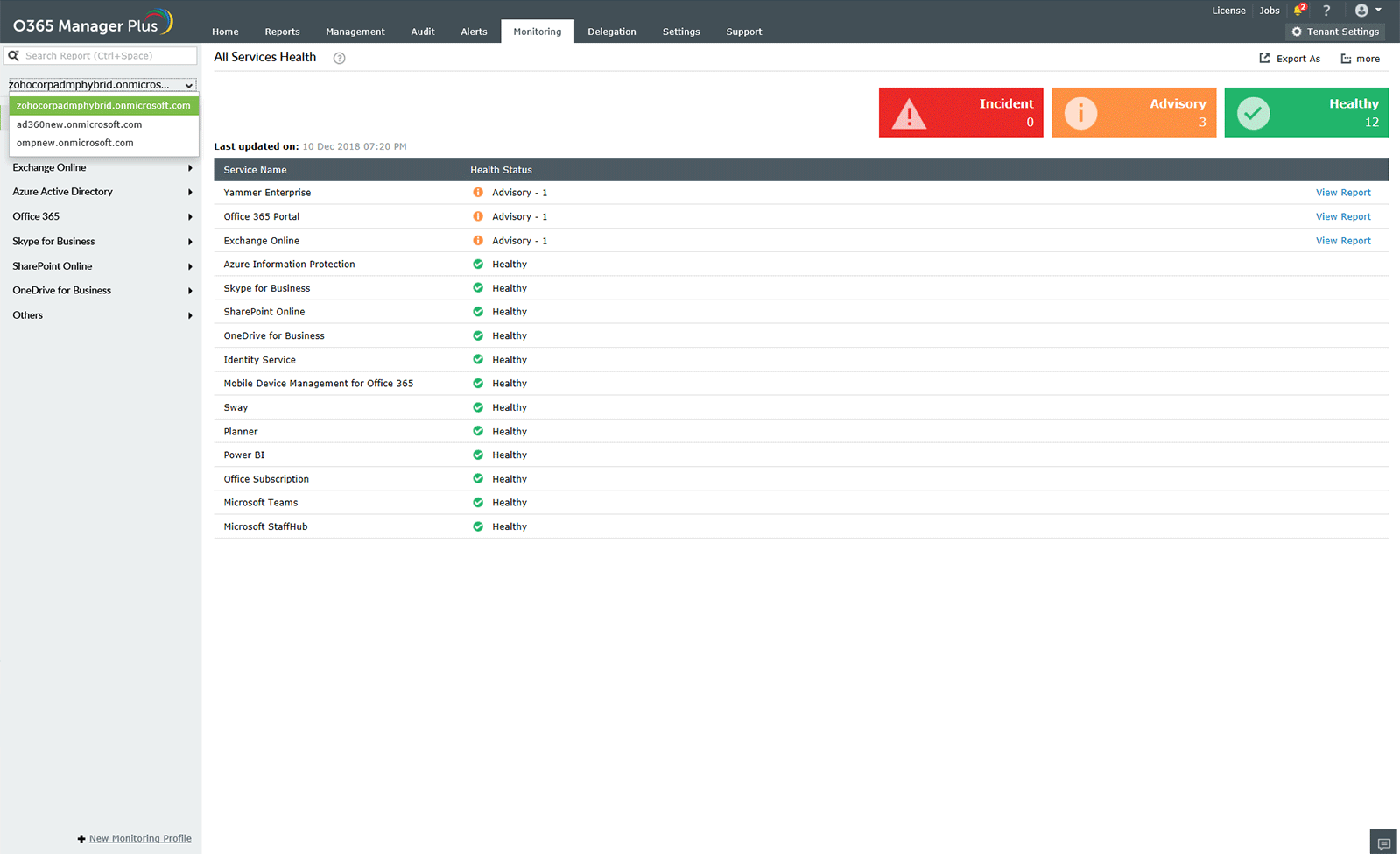 Monitor multiple tenants from a single dashboard