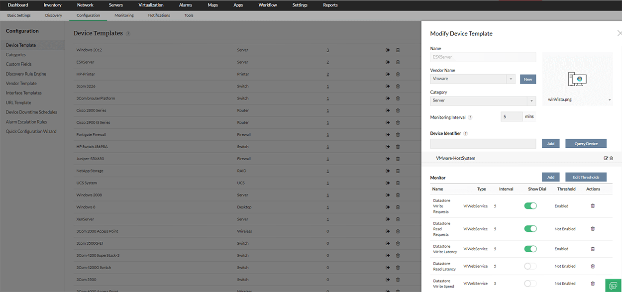 Device templates - ManageEngine OpManager