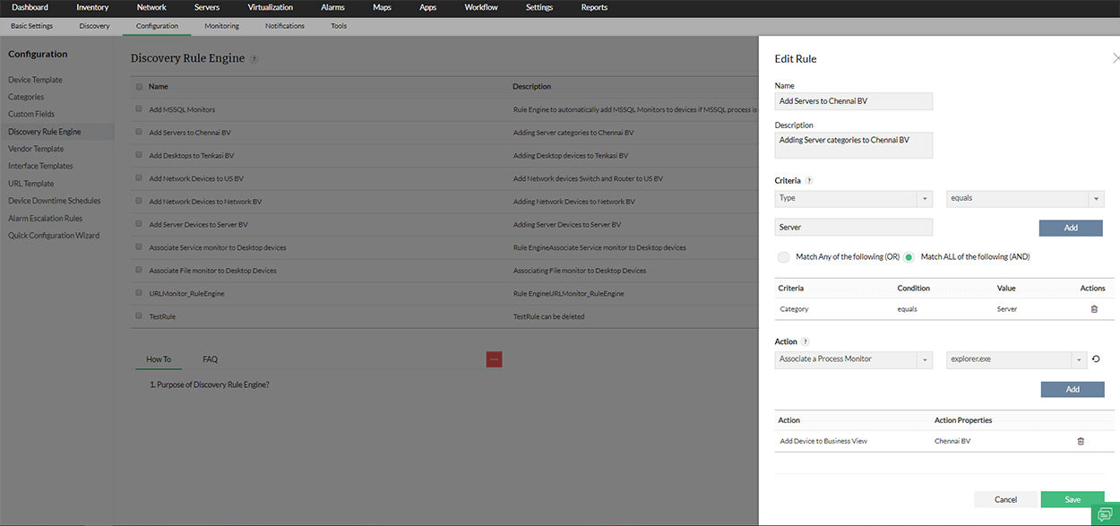 Herramienta de descubrimiento de dispositivos de red - ManageEngine OpManager