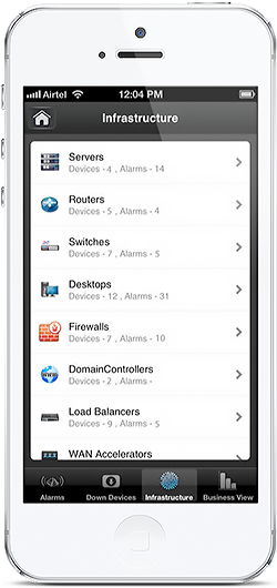 Detalles de infraestructura - Aplicación ManageEngine OpManager para iPhone