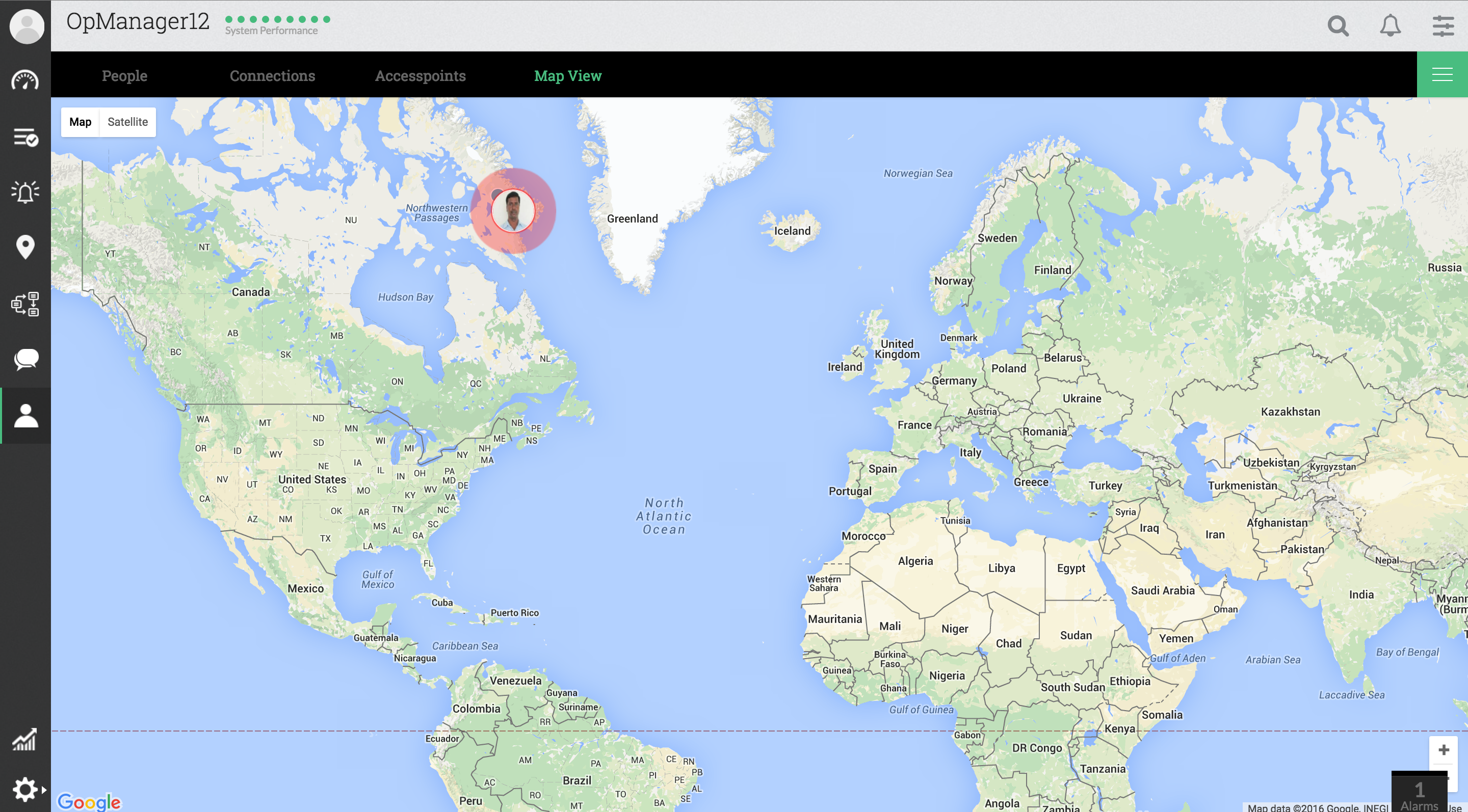 Vista de mapa global - ManageEngine OpManager