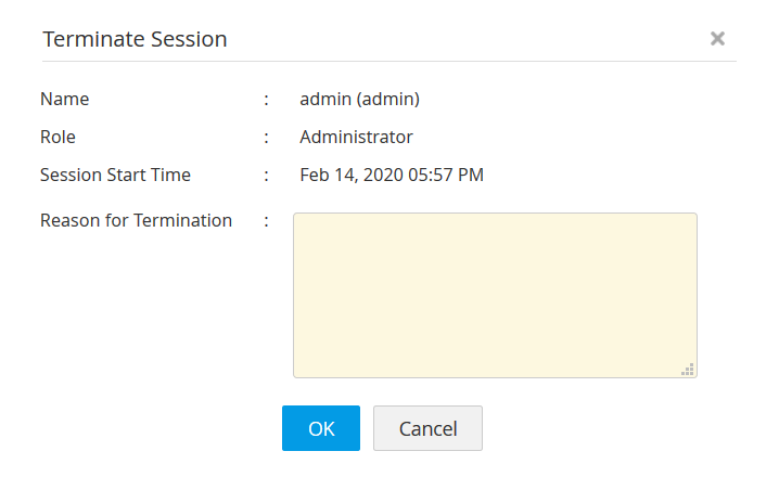 Dashboard de sesión terminada con Access Manager Plus