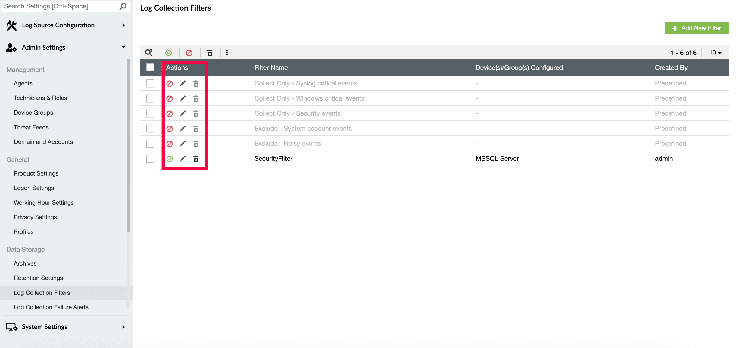 Log Collection Filter