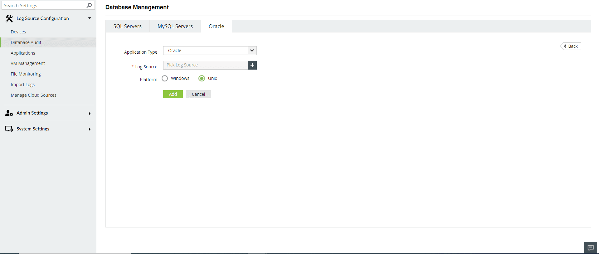 Adding Oracle Server