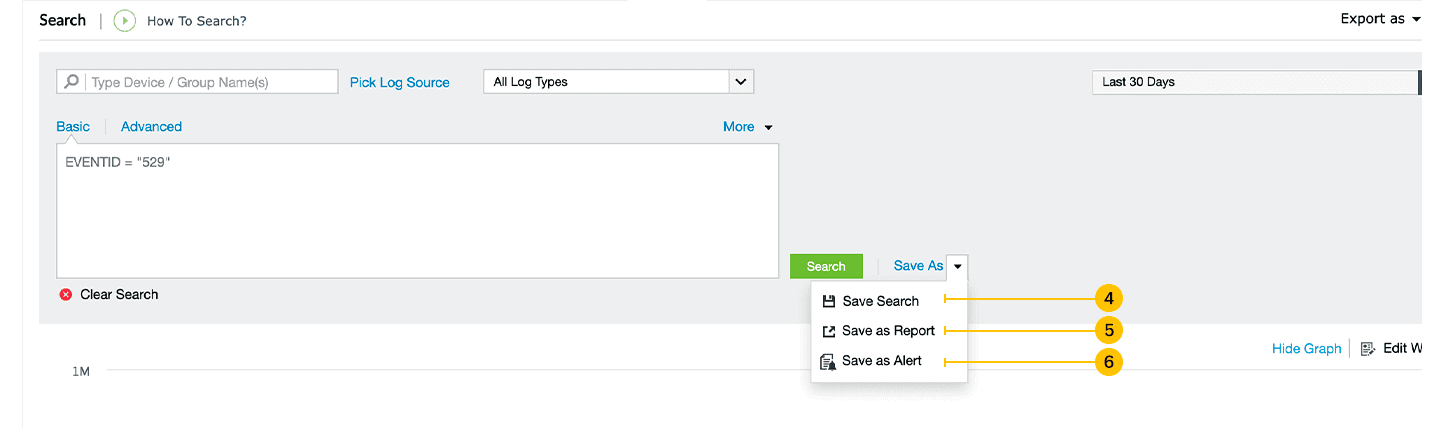 Saving search and exporting search results