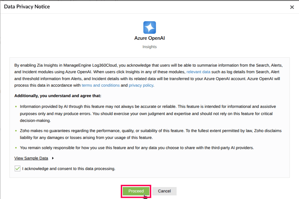 Configuring Azure OpenAI in ManageEngine Log360 Cloud