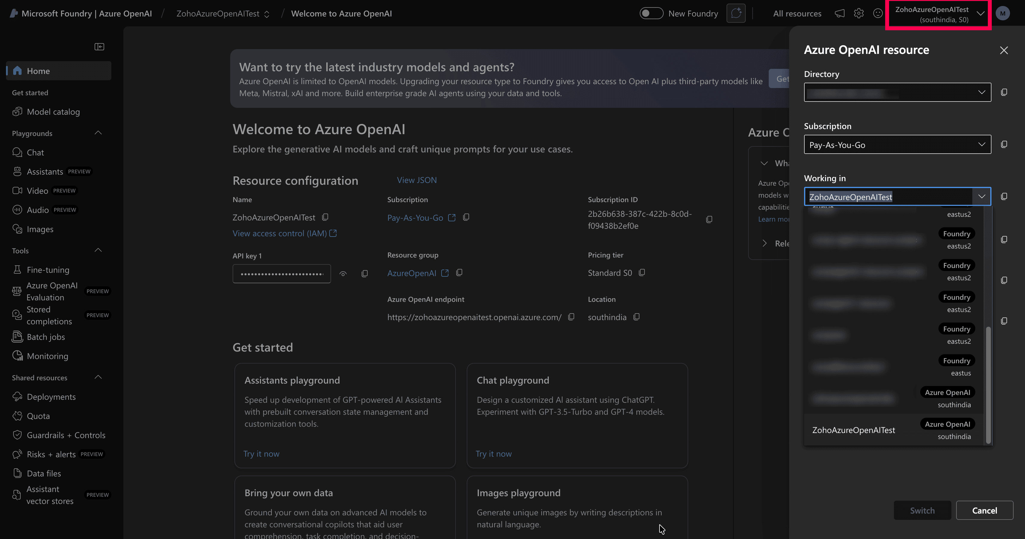 Creating a resource in Microsoft Azure