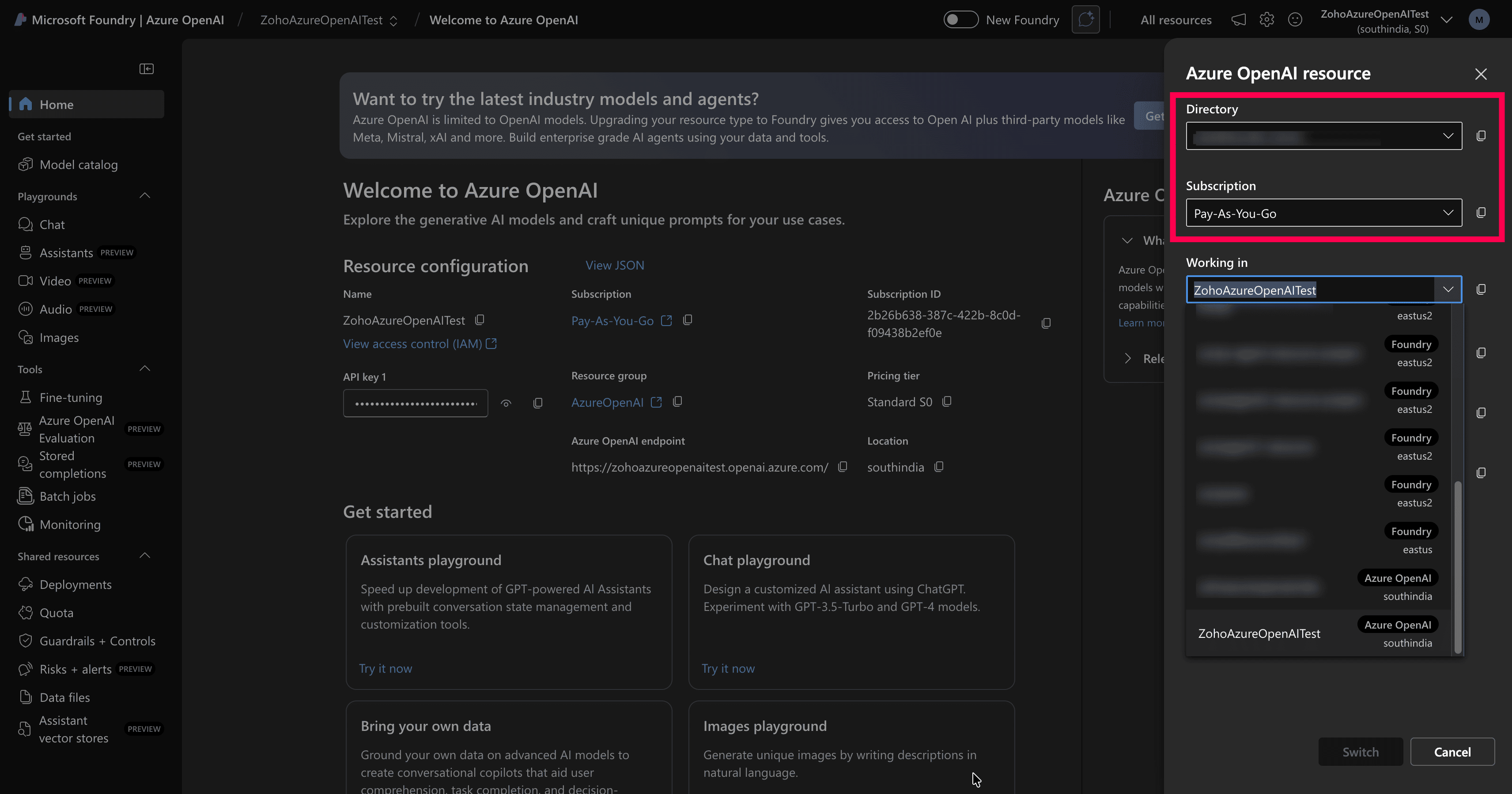 Creating a resource in Microsoft Azure