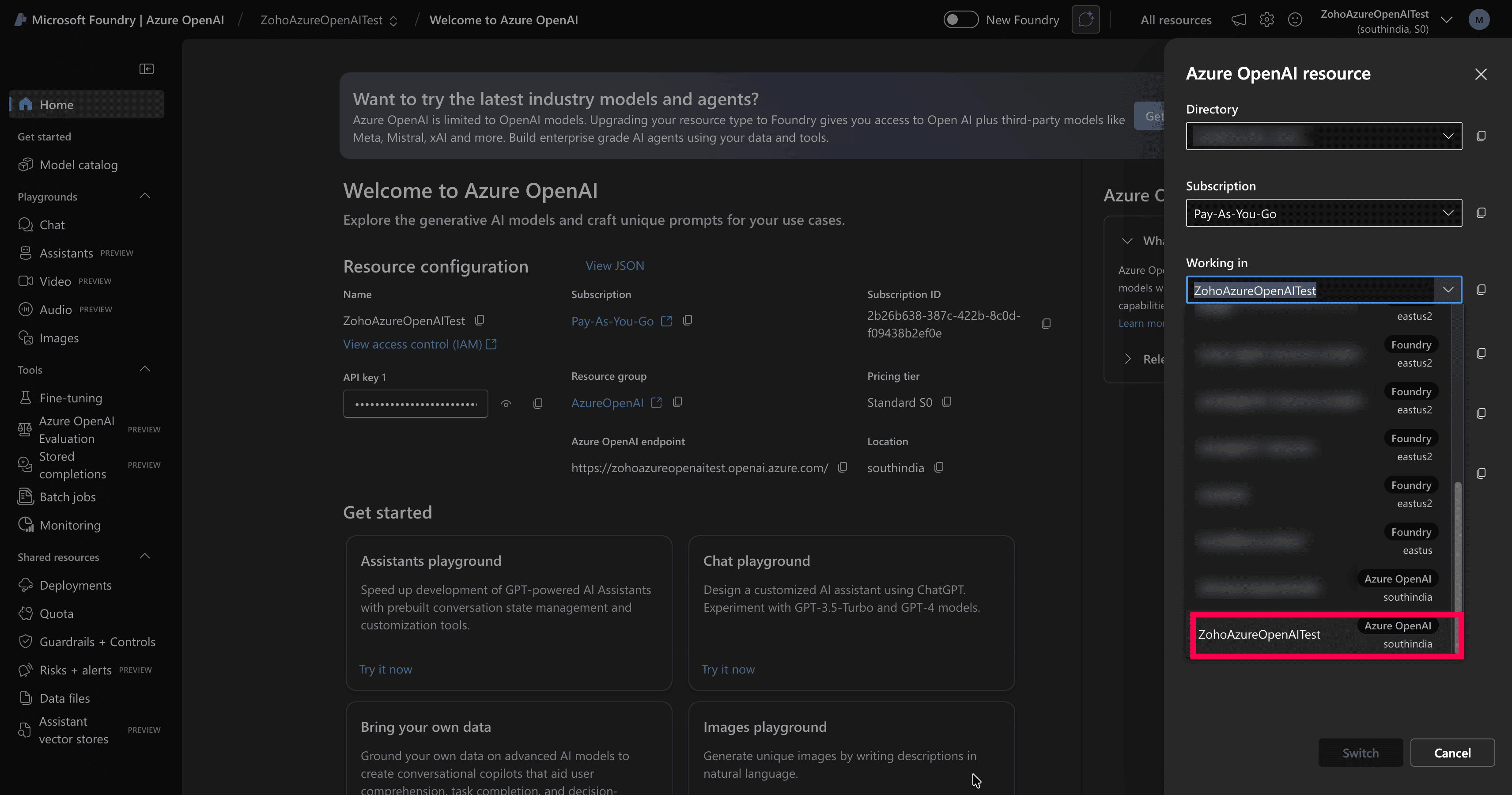 Creating a resource in Microsoft Azure