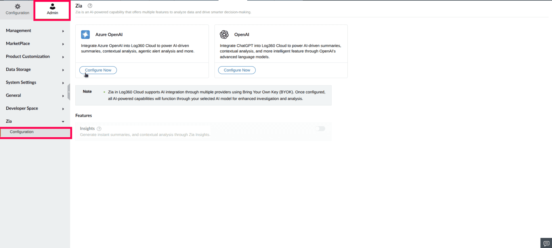 Configuring Azure OpenAI in ManageEngine Log360 Cloud