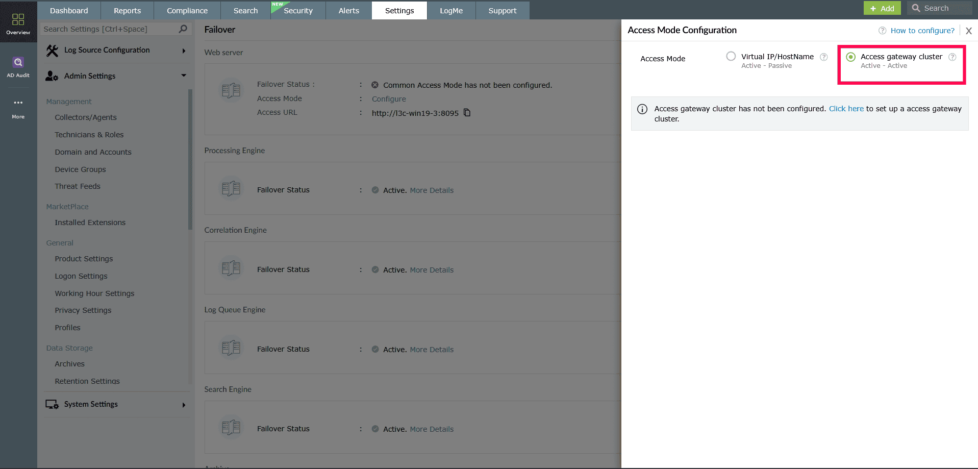 Access Mode configuration