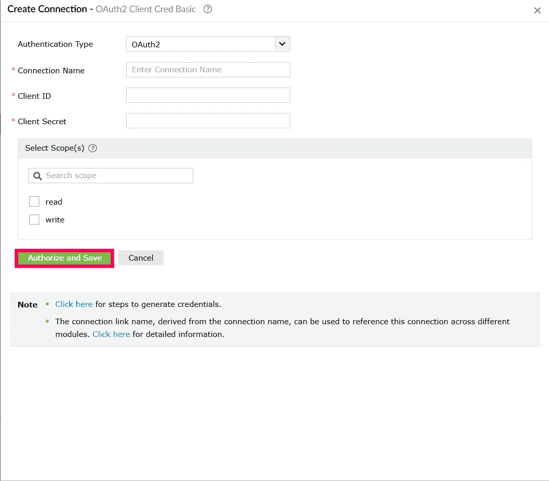 Creating a connection with authorize and save