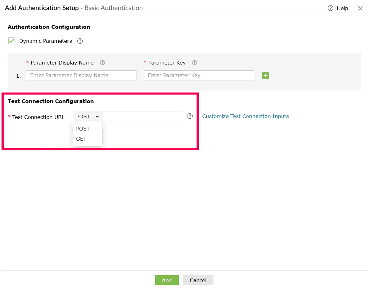 Configuring test connection