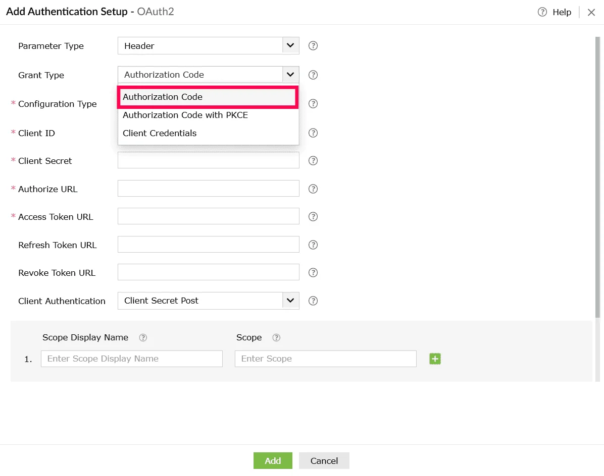 Selecting grant type
