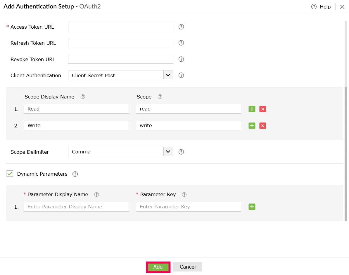 Adding the authentication setup for OAuth 2