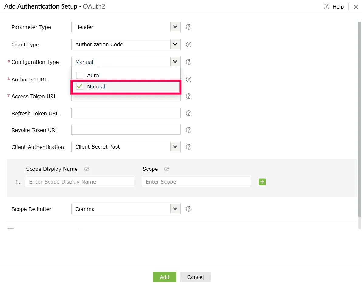 Selecting configuration type