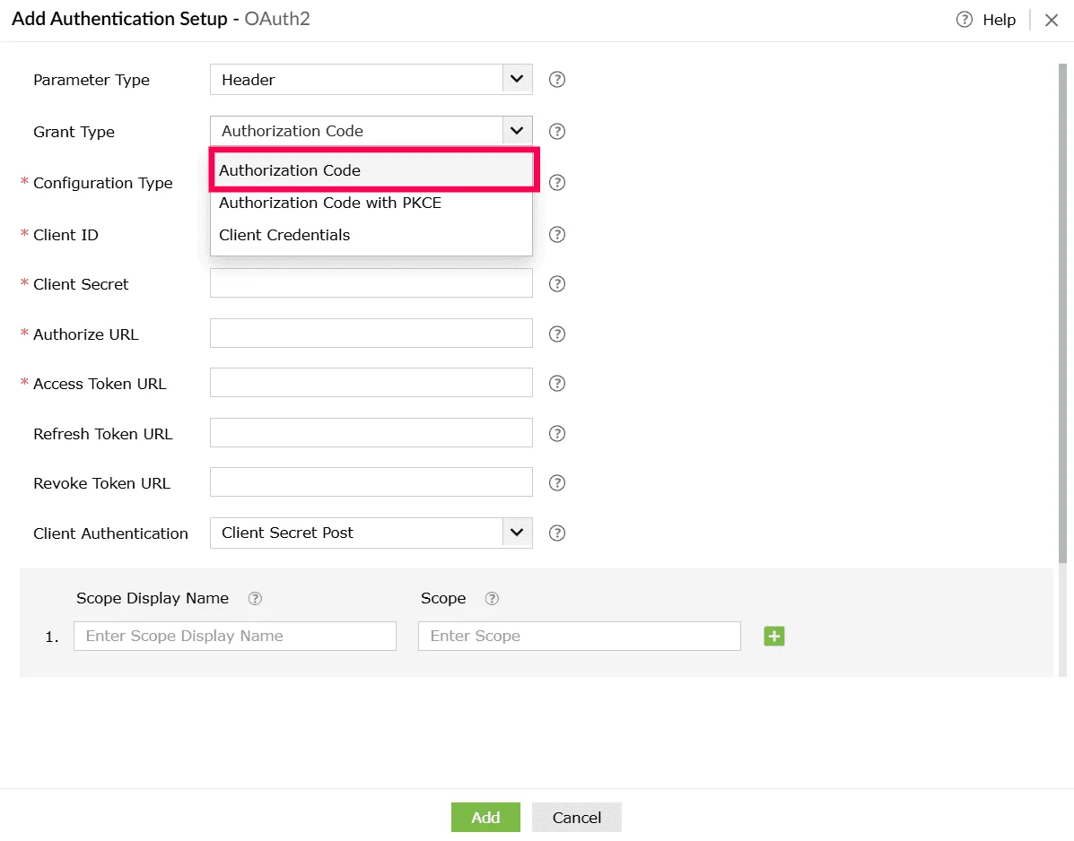 Selecting grant type