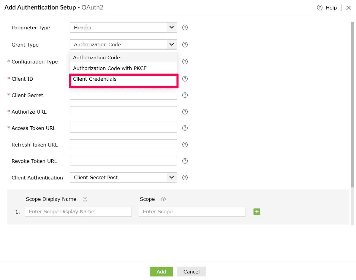 Selecting grant type