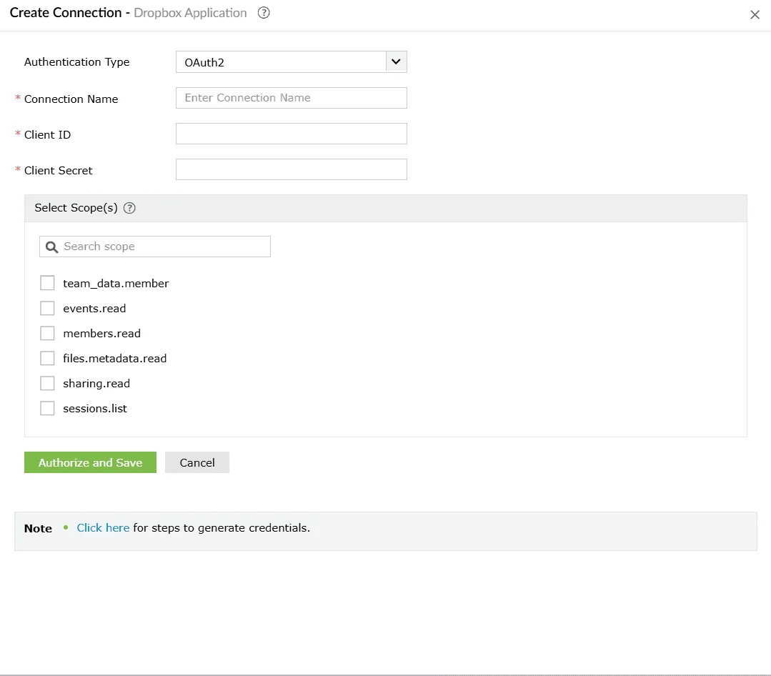 Configuring a connection for a pre-defined application