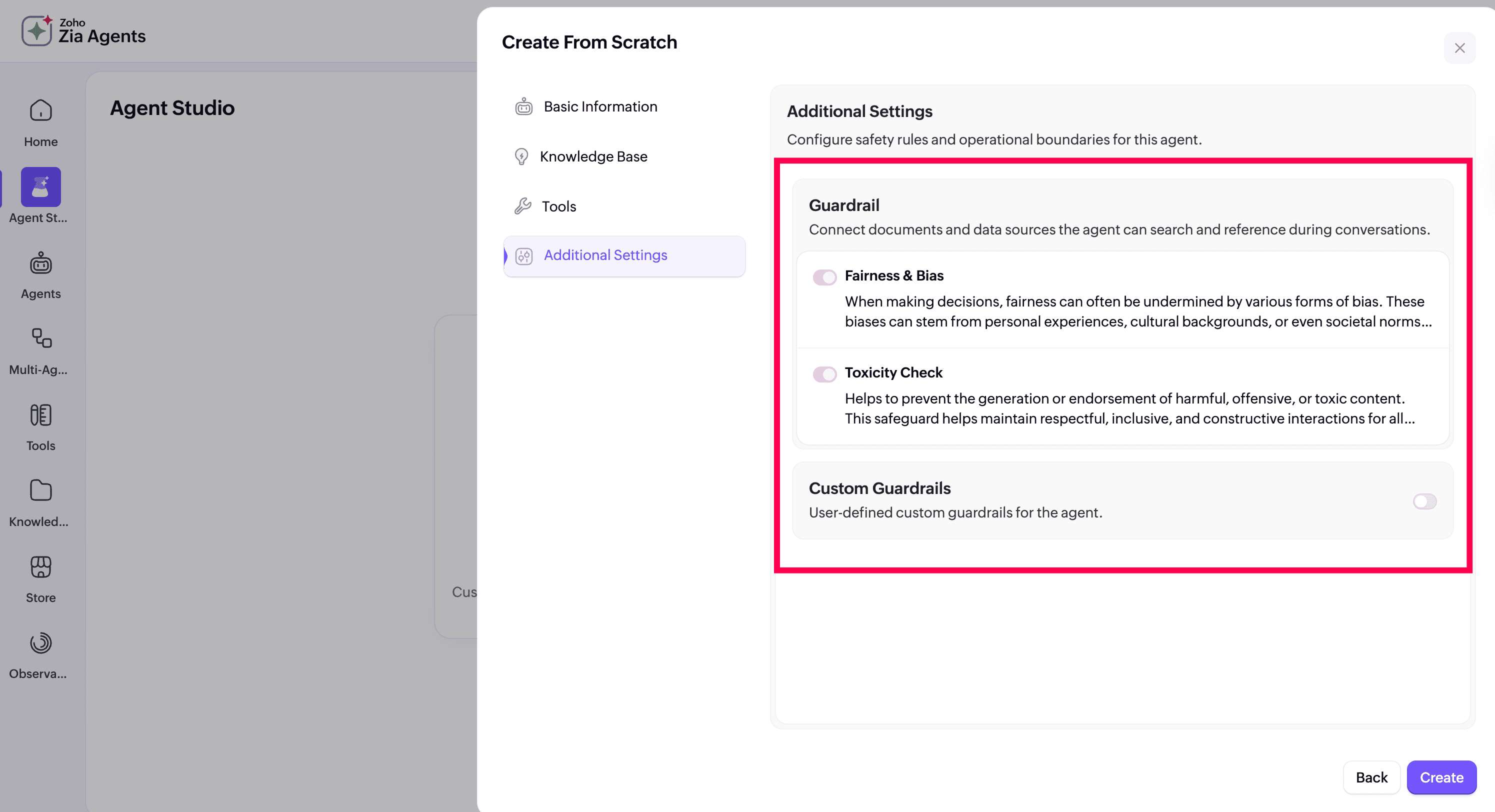 Creating custom agents in Agent Studio in ManageEngine Log360 Cloud