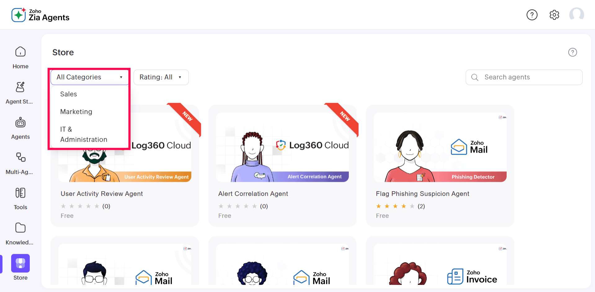 Agent Figure Example Creating custom agents in Agent Studio in ManageEngine Log360 Cloud