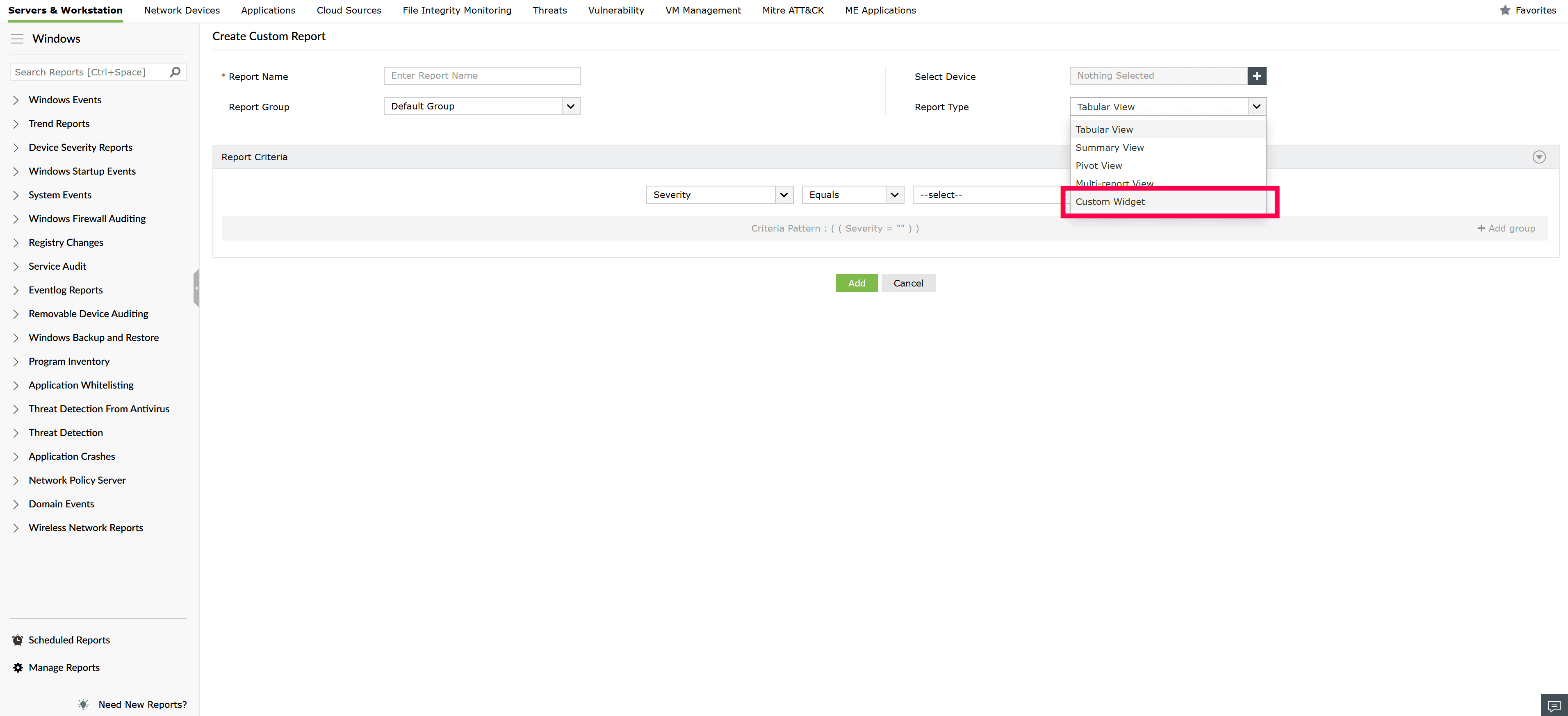 Custom Report Widget