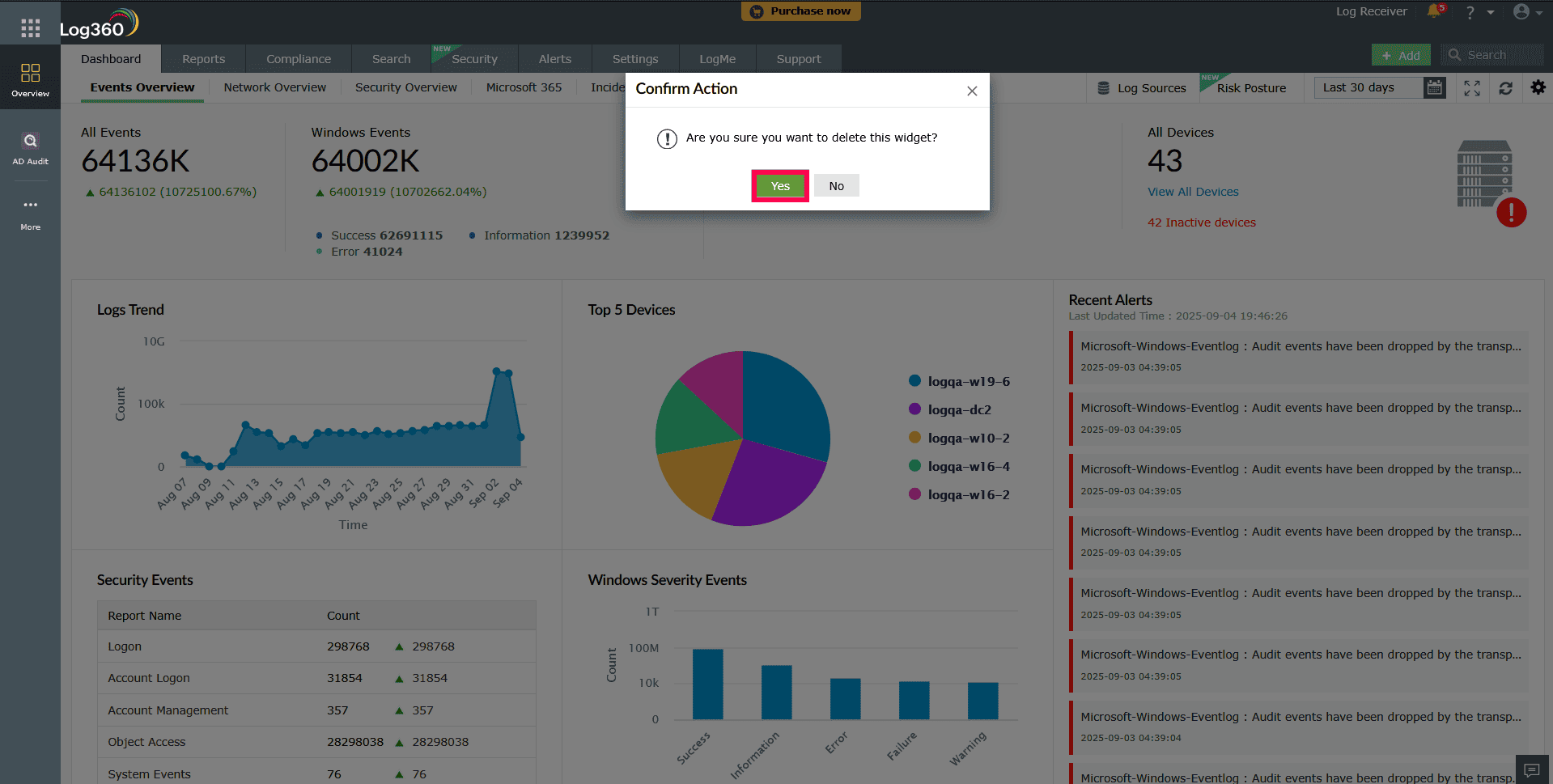 Confirming deletion of a widget