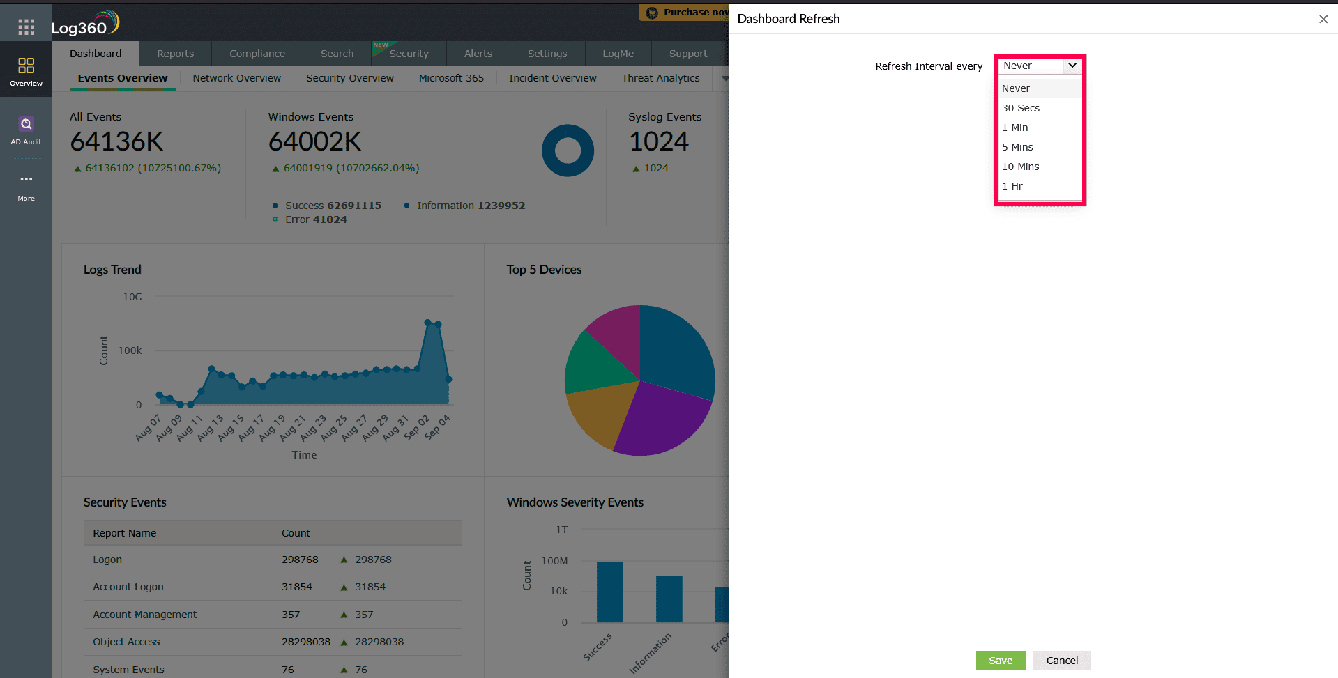 Changing the refresh interva