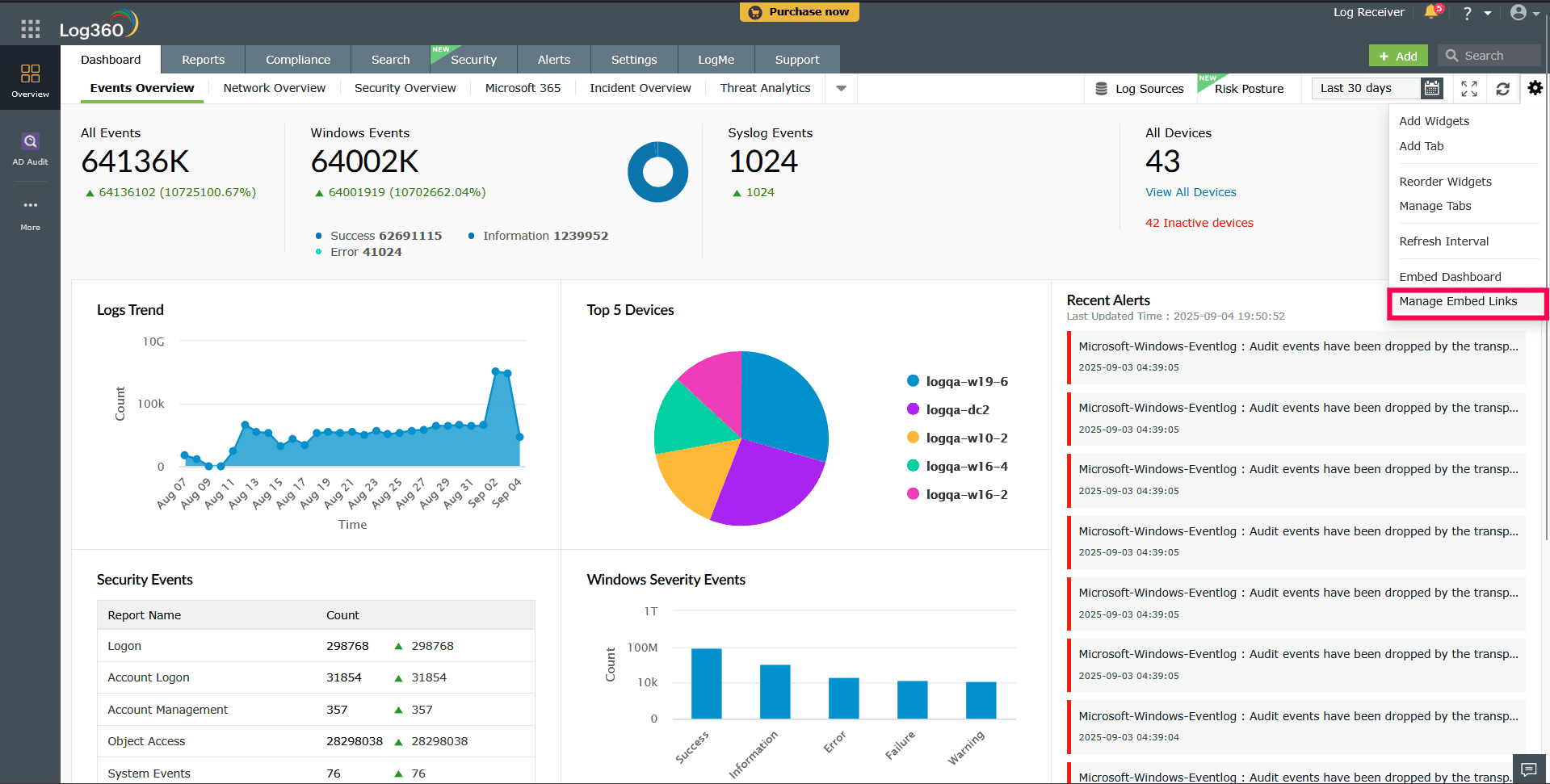 Accessing Manage Embed Links