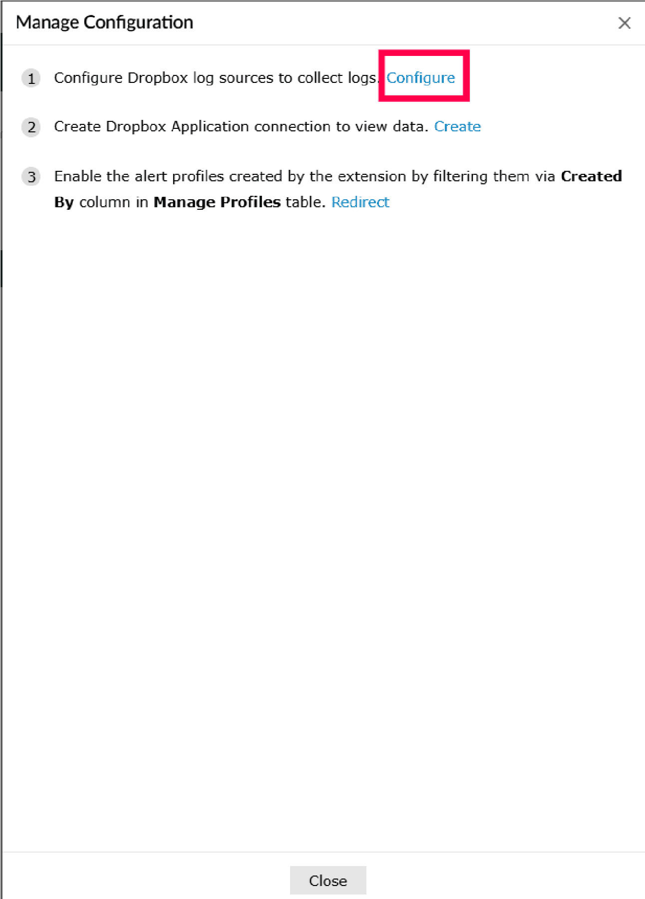 Opening the configuration page